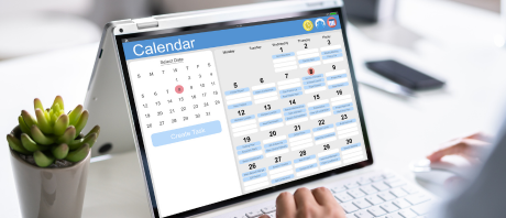 A tablet with a calendar