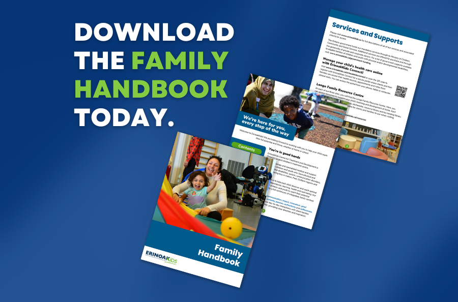 a graphic with 3 sample pages of the Family Handbook with text overlay reading: Download the Family Handbook Today,